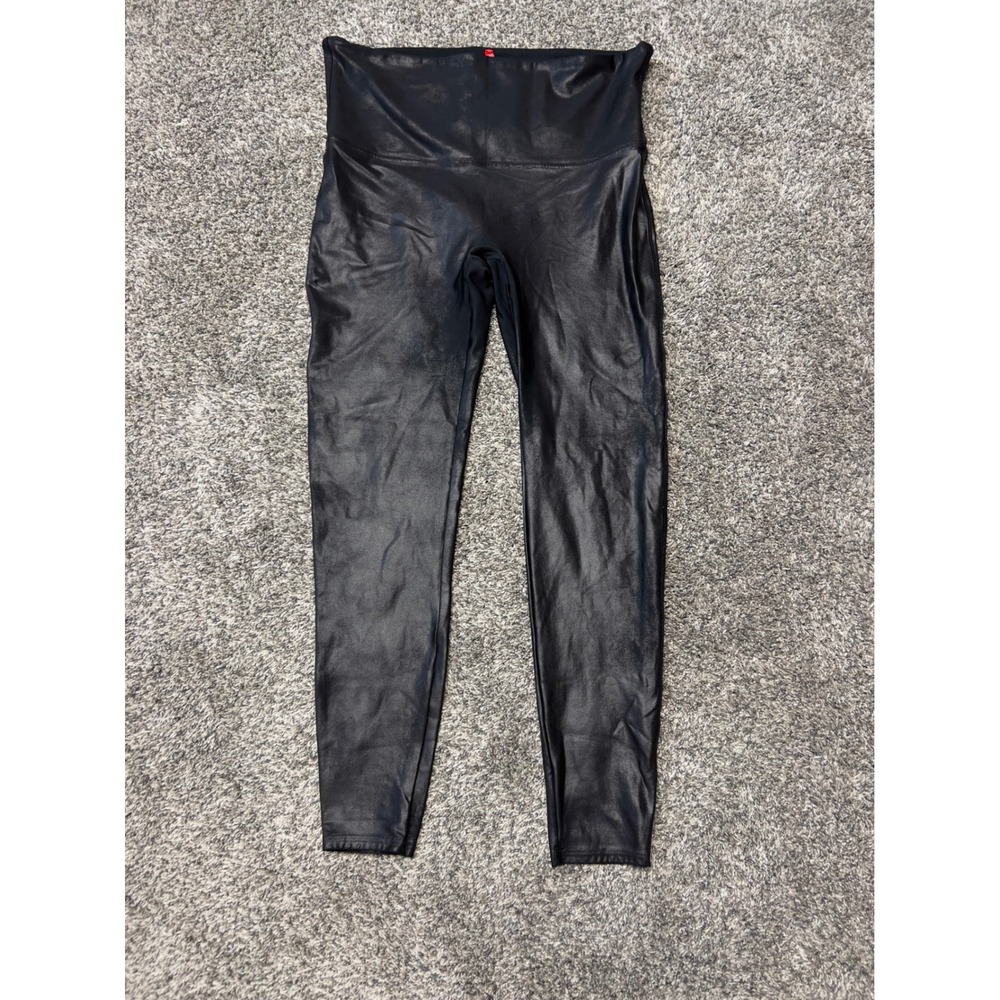 Spanx Faux Leather Leggings Black High Waisted 2437P Womens 2X Plus Size